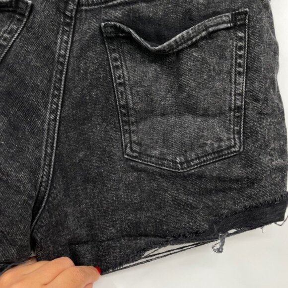 Old Navy Black Wash Denim Shorts Size 10 Higher High Rise Sky-Hi A-Line - Picture 6 of 8